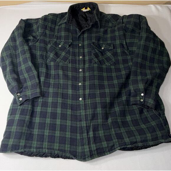 Work n’ Sport Flannel Quilted Jacket Removeable Sleeves Pearl Buttons‎ 3XL - Picture 1 of 13